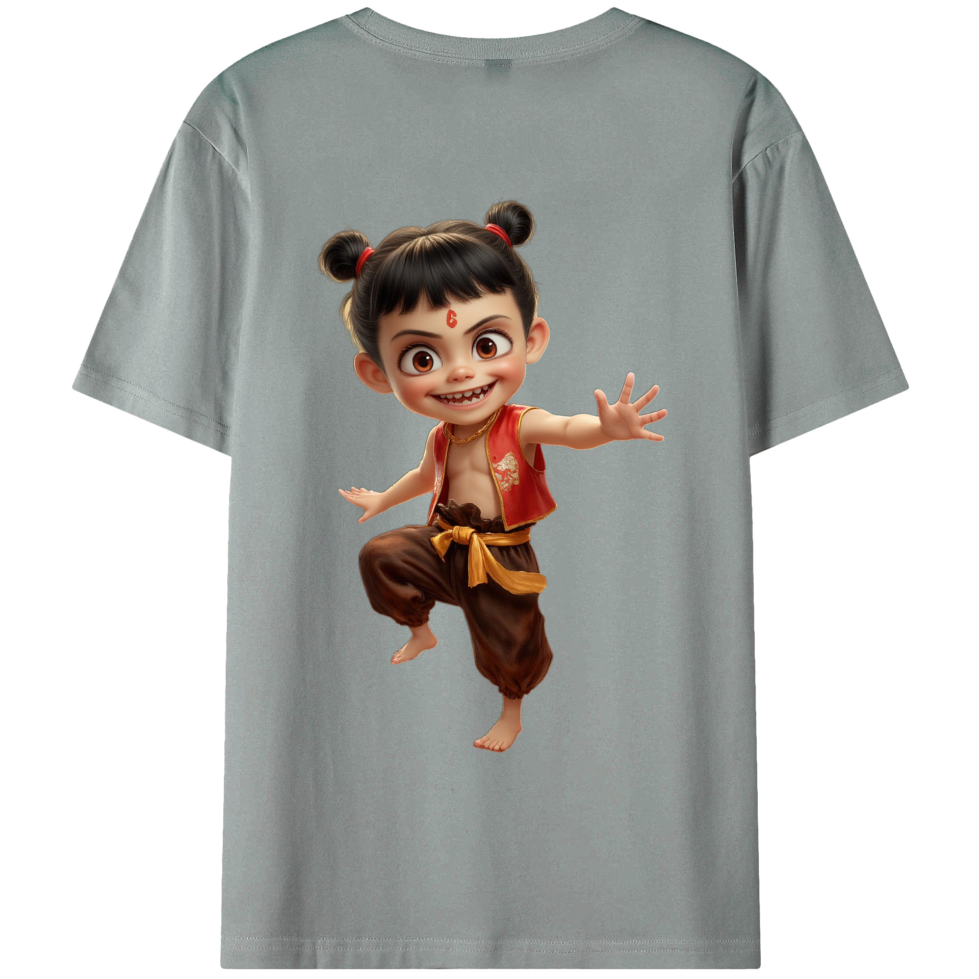 （画像用） Ne Zha 2 ナタ 魔童の大暴れ 綿100％ メンズ半袖Tシャツ（バックプリント） 通気性